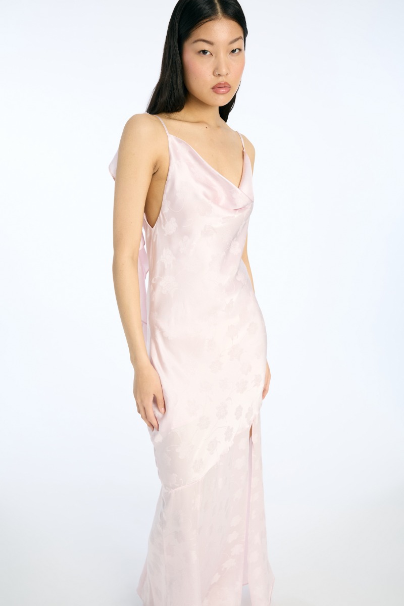 Rotate Birger Christensen Maxi Waterfall Dress Light Pink