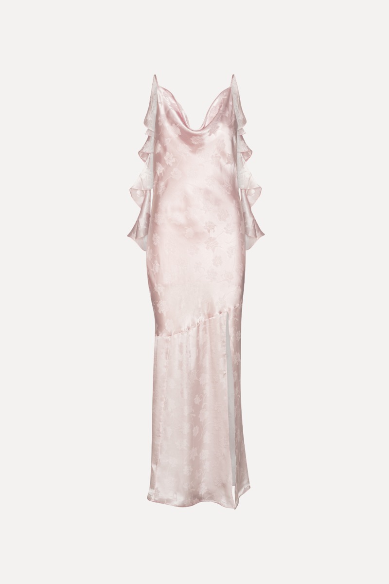 Rotate Birger Christensen Maxi Waterfall Dress Light Pink