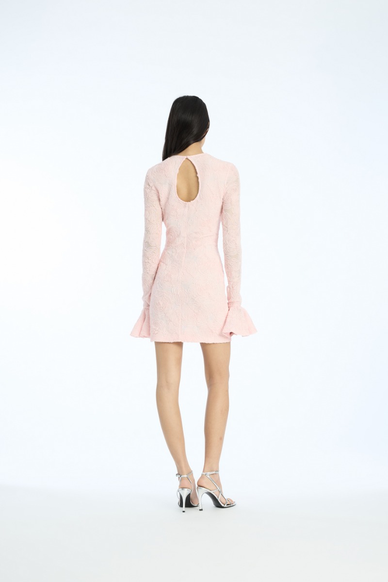 Rotate Birger Christensen Mesh Frill Mini Dress Light Pink