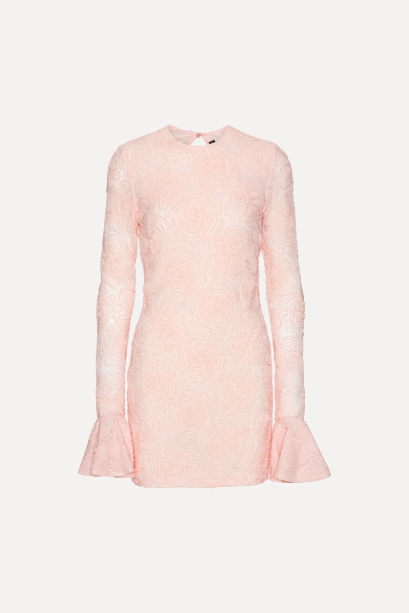 Rotate Birger Christensen Mesh Frill Mini Dress Light Pink
