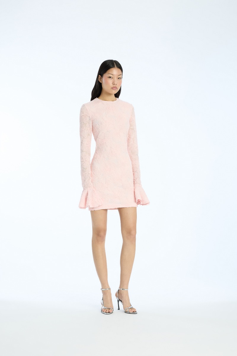 rotate birger christensen Mesh Frill Mini Dress Light Pink