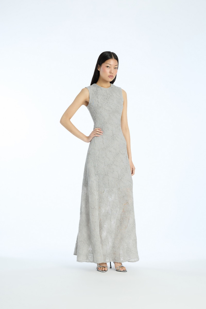 rotate birger christensen Mesh Maxi Dress Grey Violet