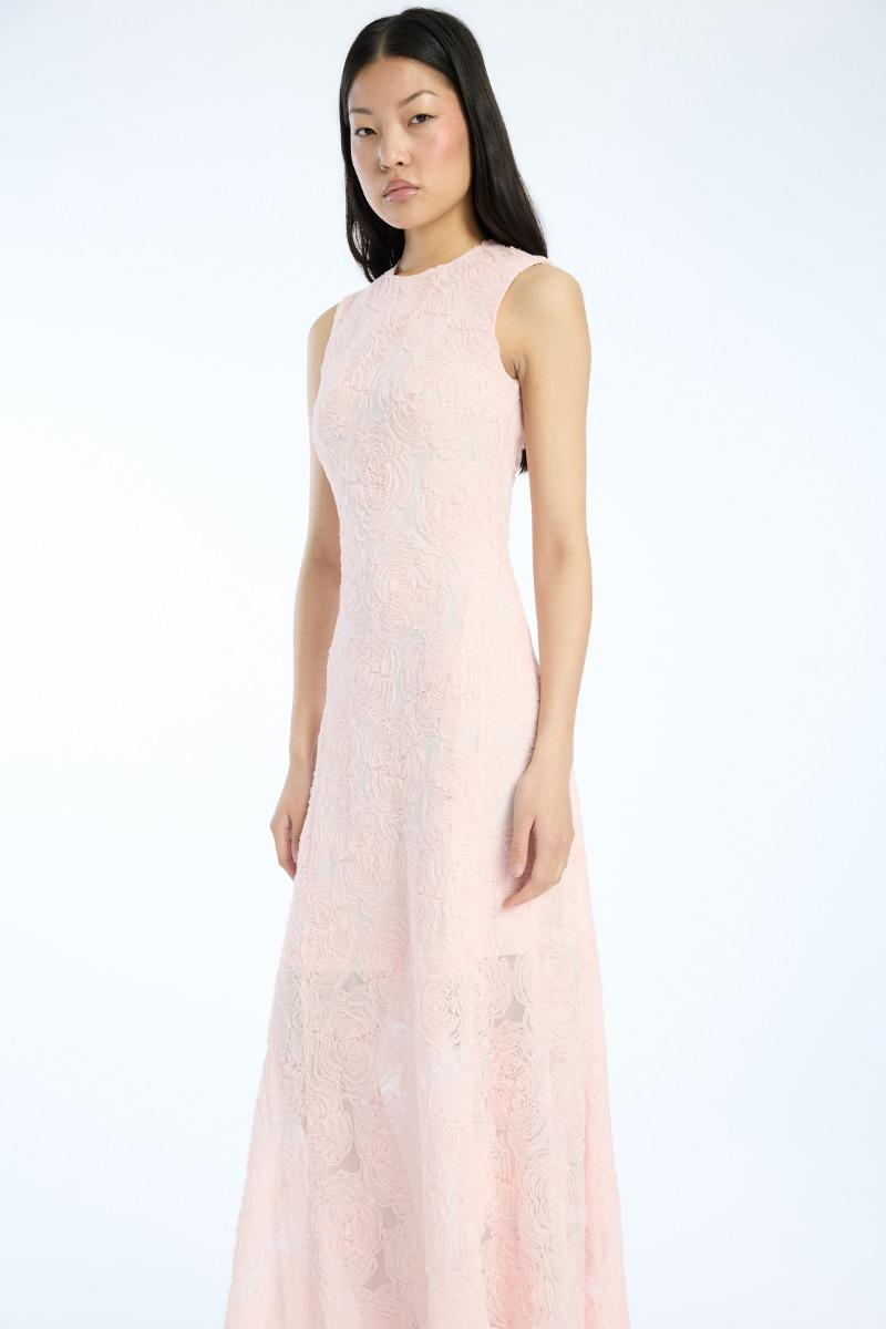 Rotate Birger Christensen Mesh Maxi Dress Light Pink