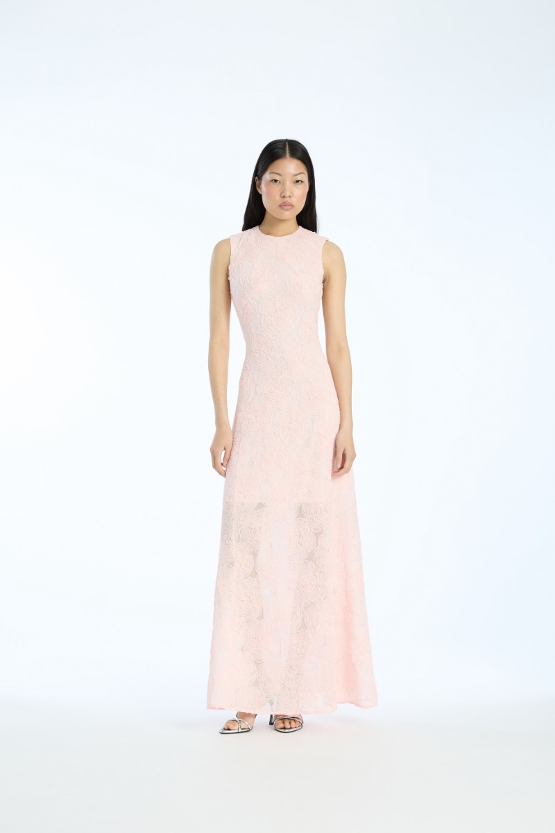 rotate birger christensen Mesh Maxi Dress Light Pink