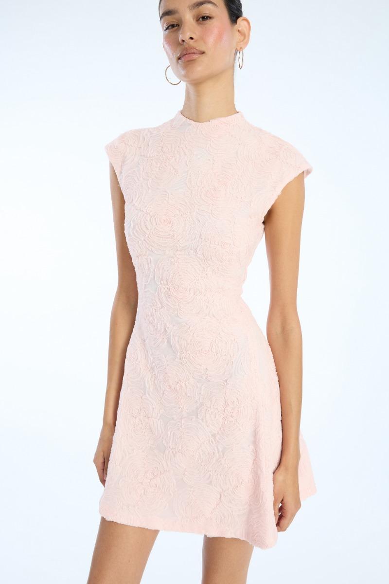 Rotate Birger Christensen Mesh Mini Dress Light Pink