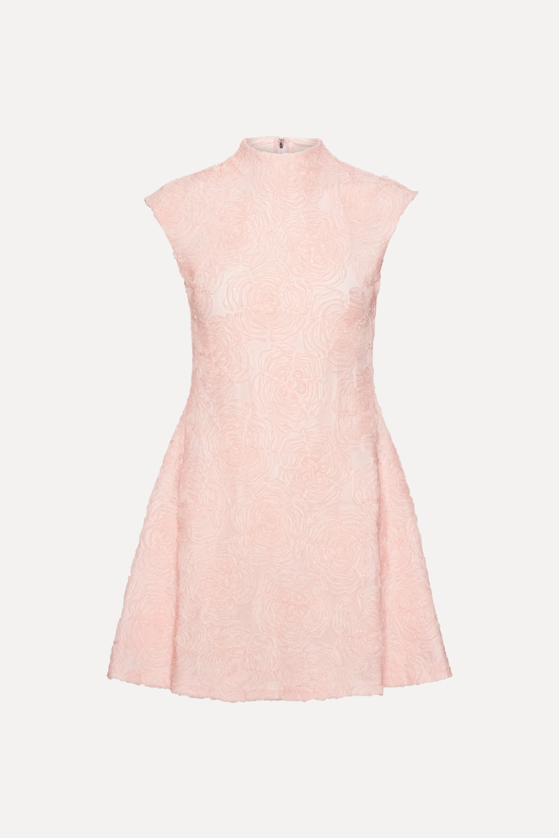 Rotate Birger Christensen Mesh Mini Dress Light Pink