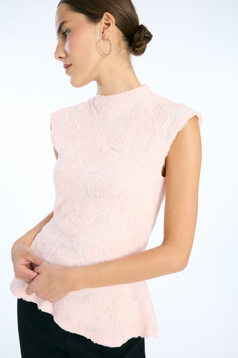 Rotate Birger Christensen Mesh Sleeveless Top Light Pink