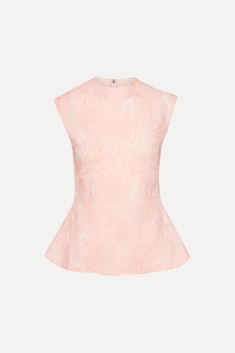 Rotate Birger Christensen Mesh Sleeveless Top Light Pink