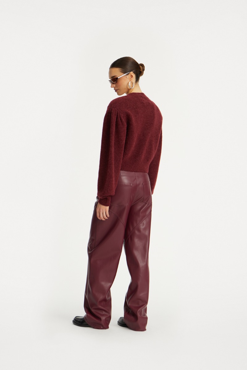 Rotate Birger Christensen Mid Waisted Piping Pants Bordeaux
