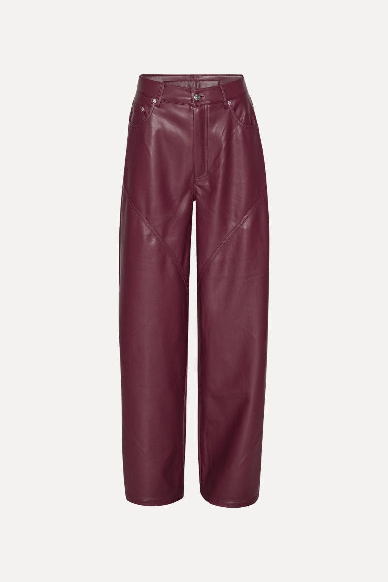Rotate Birger Christensen Mid Waisted Piping Pants Bordeaux