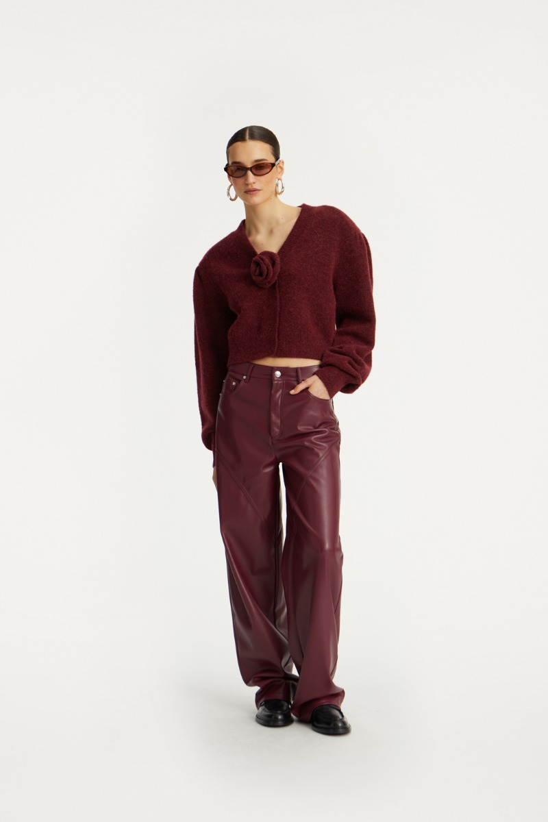 rotate birger christensen Mid Waisted Piping Pants Bordeaux