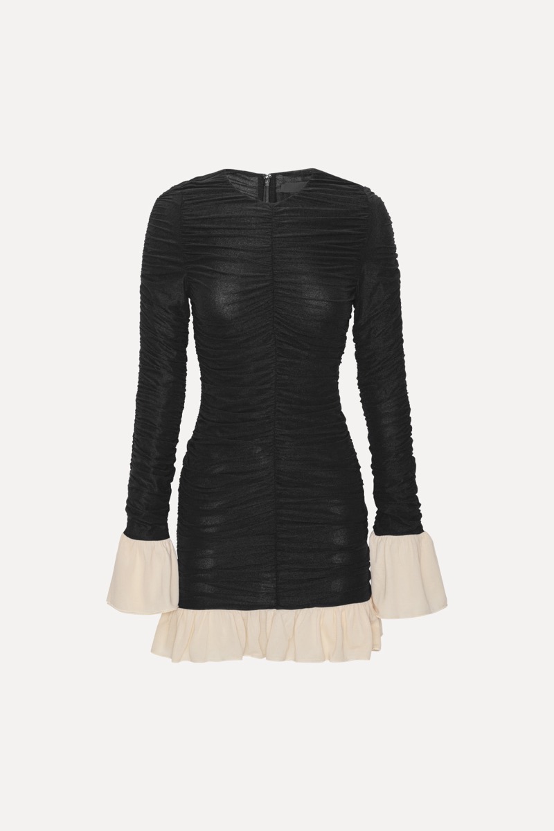 Rotate Birger Christensen Mini Ruched Ls Dress Black