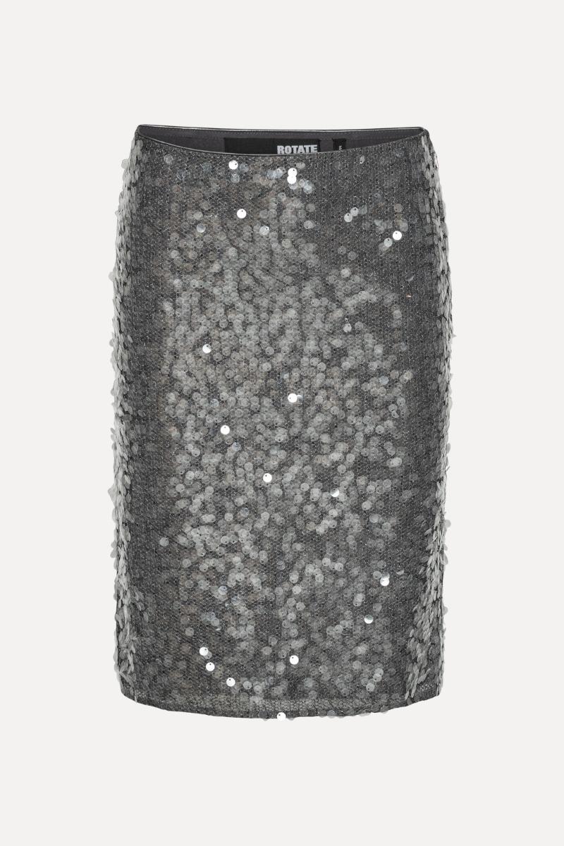 Rotate Birger Christensen Net Sequin Midi Skirt Dark Grey