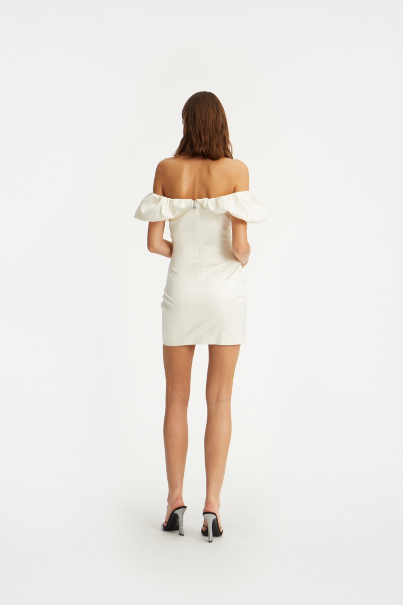 Rotate Birger Christensen Off-shoulder Mini Dress Creme White