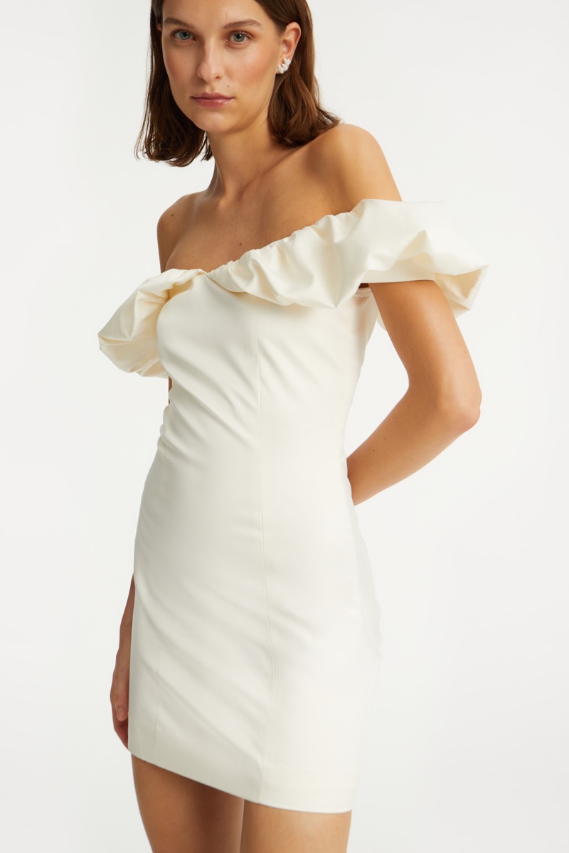Rotate Birger Christensen Off-shoulder Mini Dress Creme White