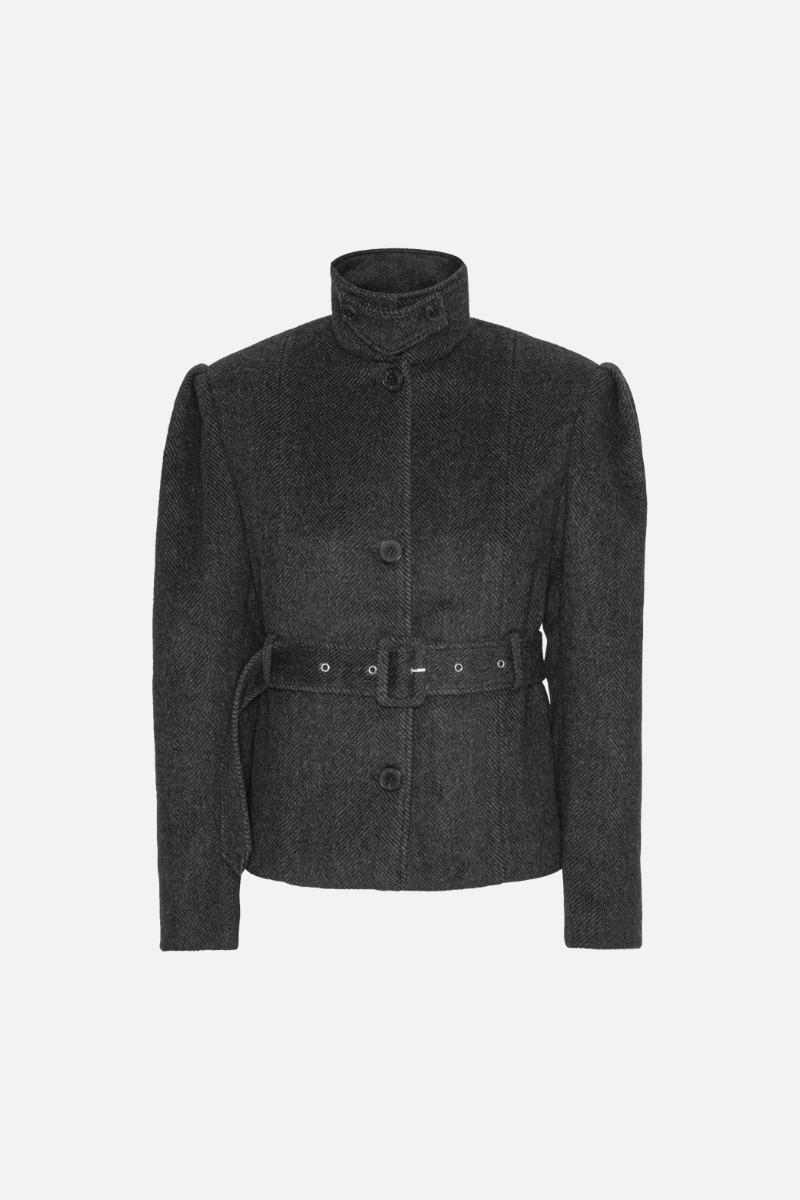 Rotate Birger Christensen Oversized Belted Jacket Dark Grey