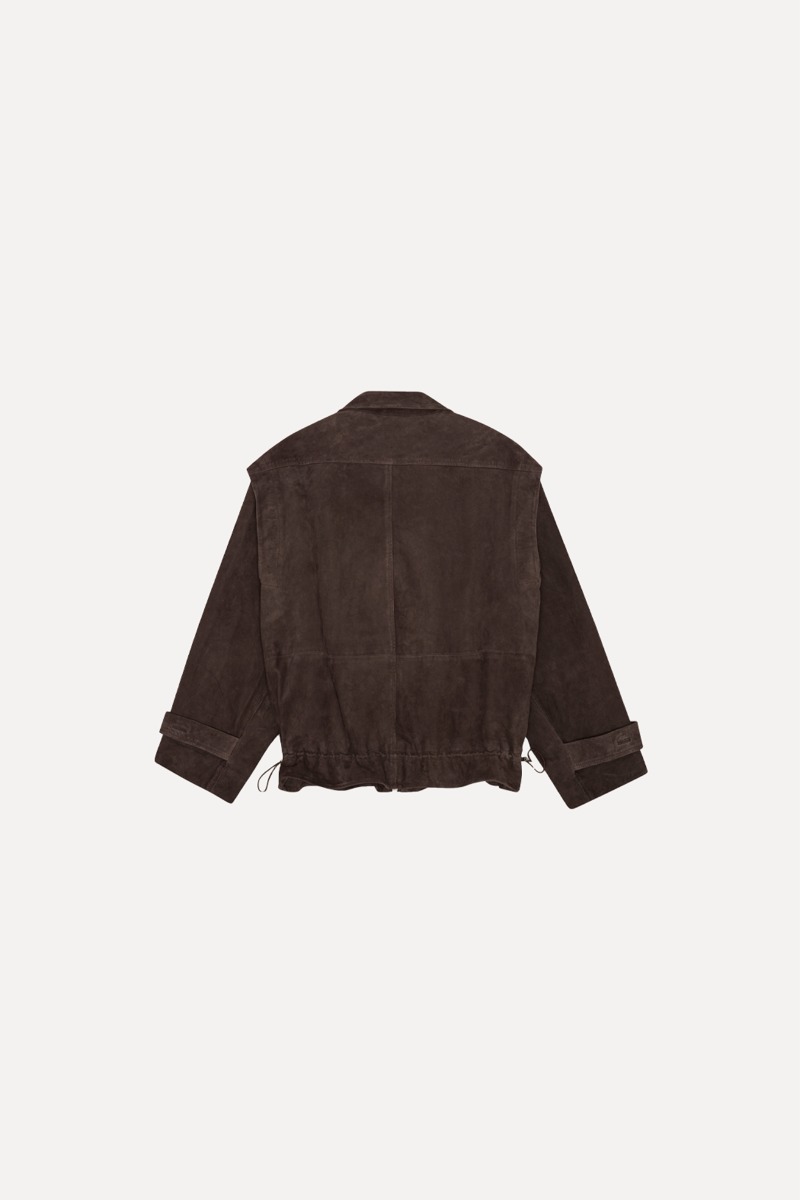 Rotate Birger Christensen Oversized Leather Jacket Chocolate Brown