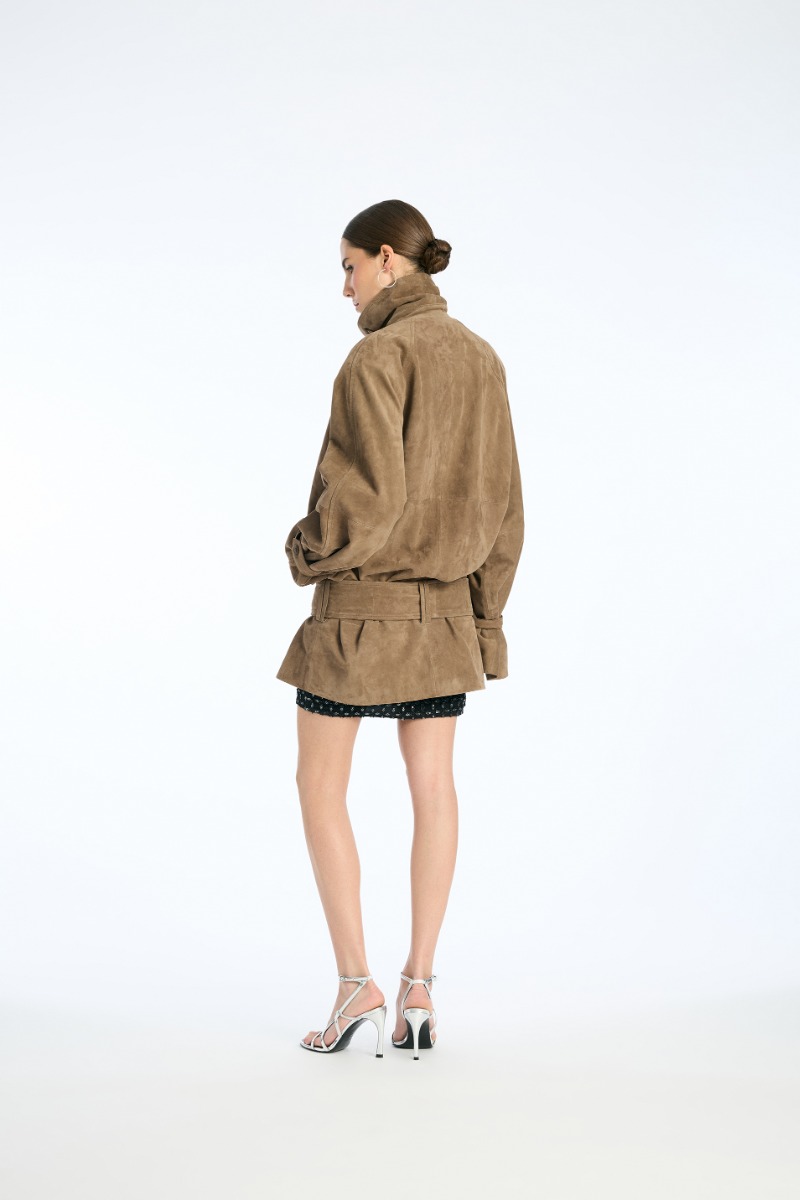 Rotate Birger Christensen Oversized Suede Jacket Brown
