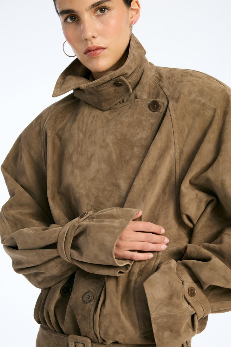 Rotate Birger Christensen Oversized Suede Jacket Brown