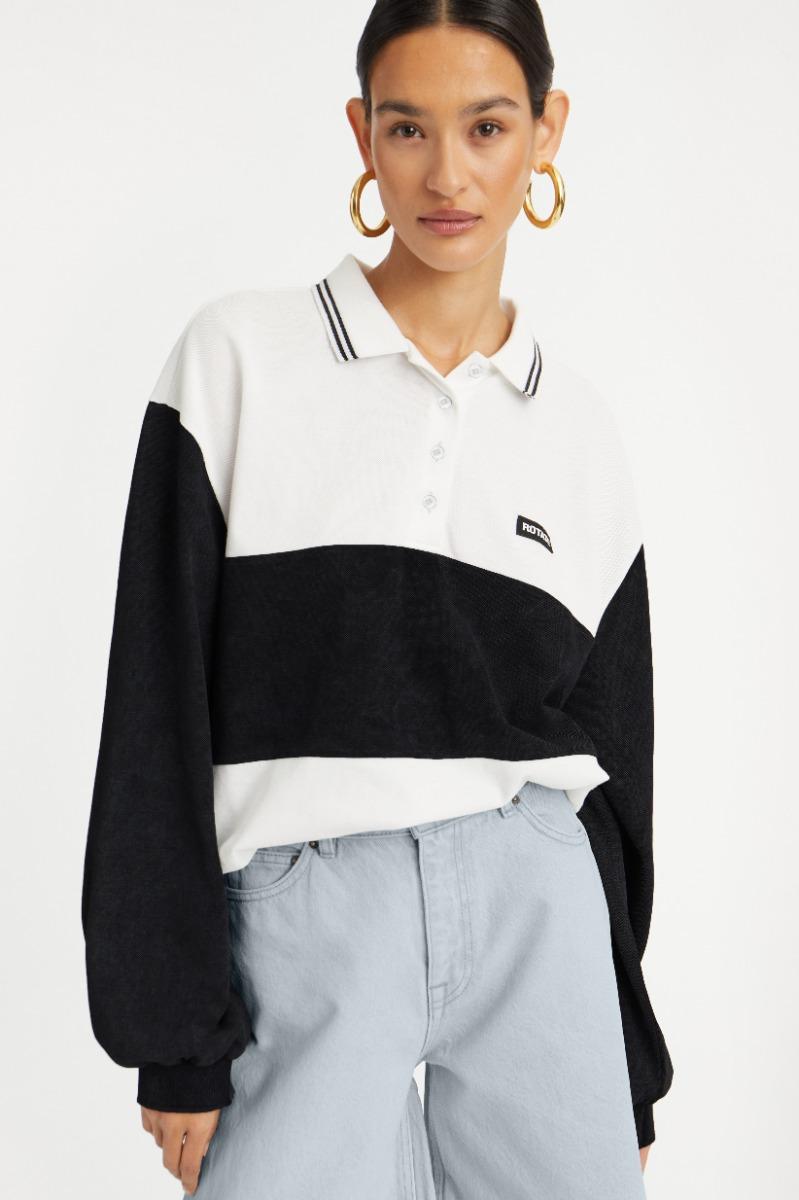 Rotate Birger Christensen Pique Longsleeve Polo Bright White