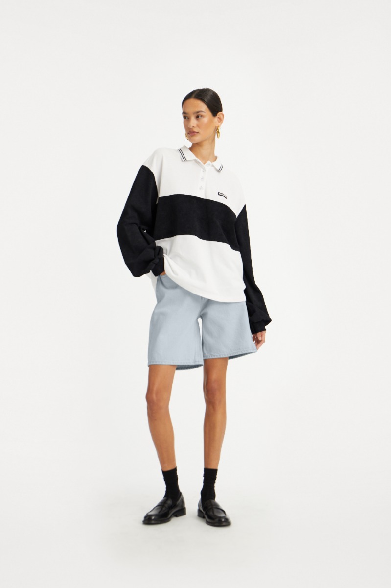 rotate birger christensen Pique Longsleeve Polo Bright White