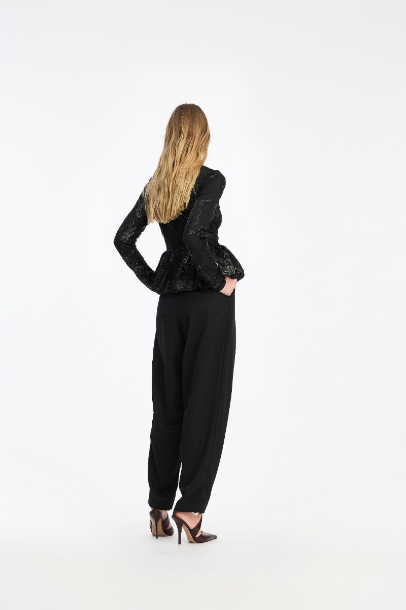 Rotate Birger Christensen Pleated Tailored Pants Black