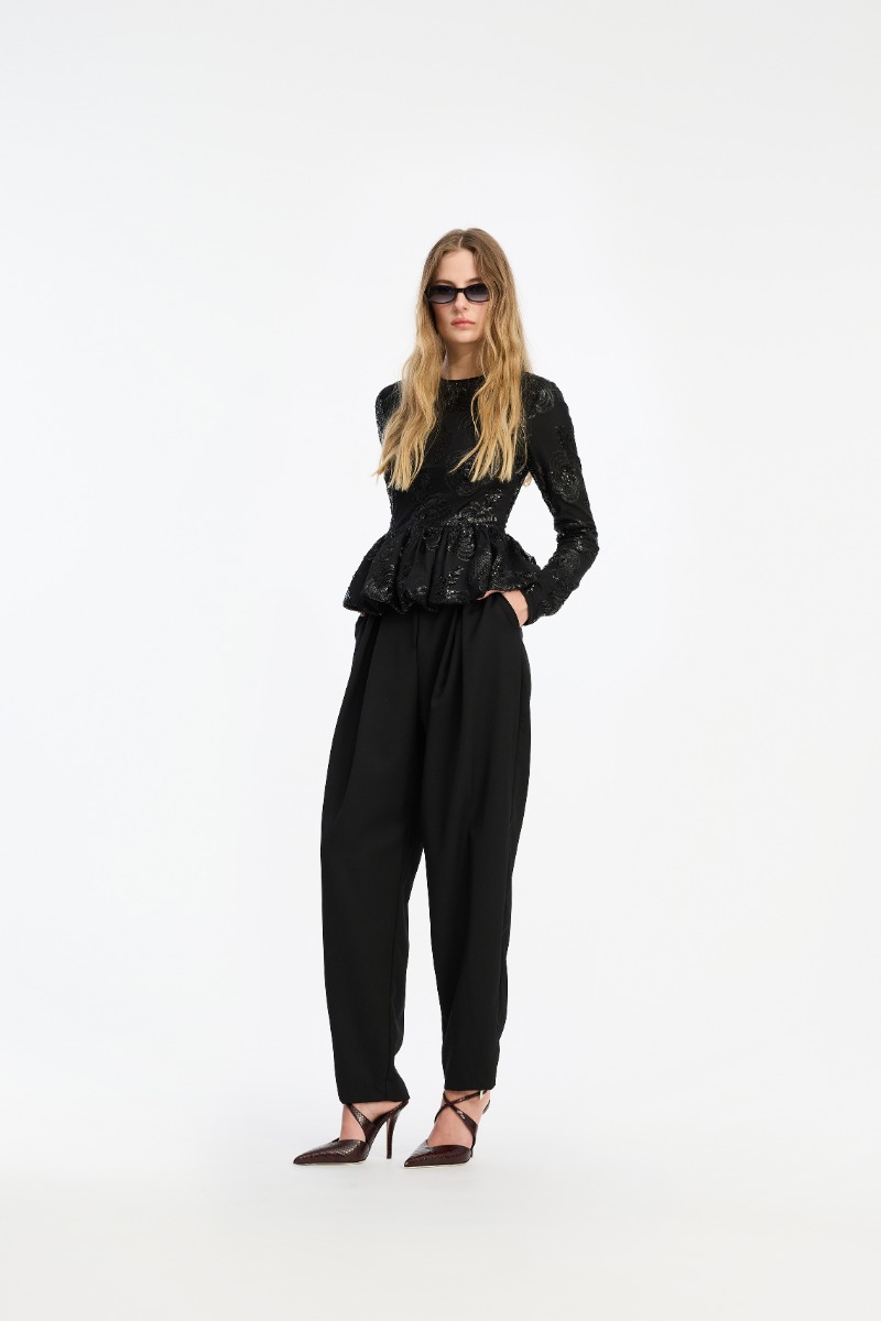 rotate birger christensen Pleated Tailored Pants Black