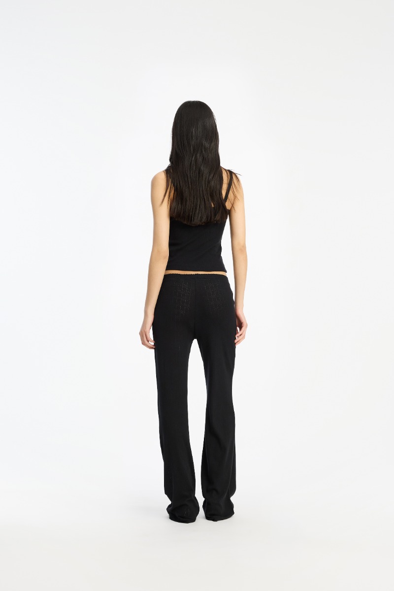 Rotate Birger Christensen Pointelle Fitted Top Black