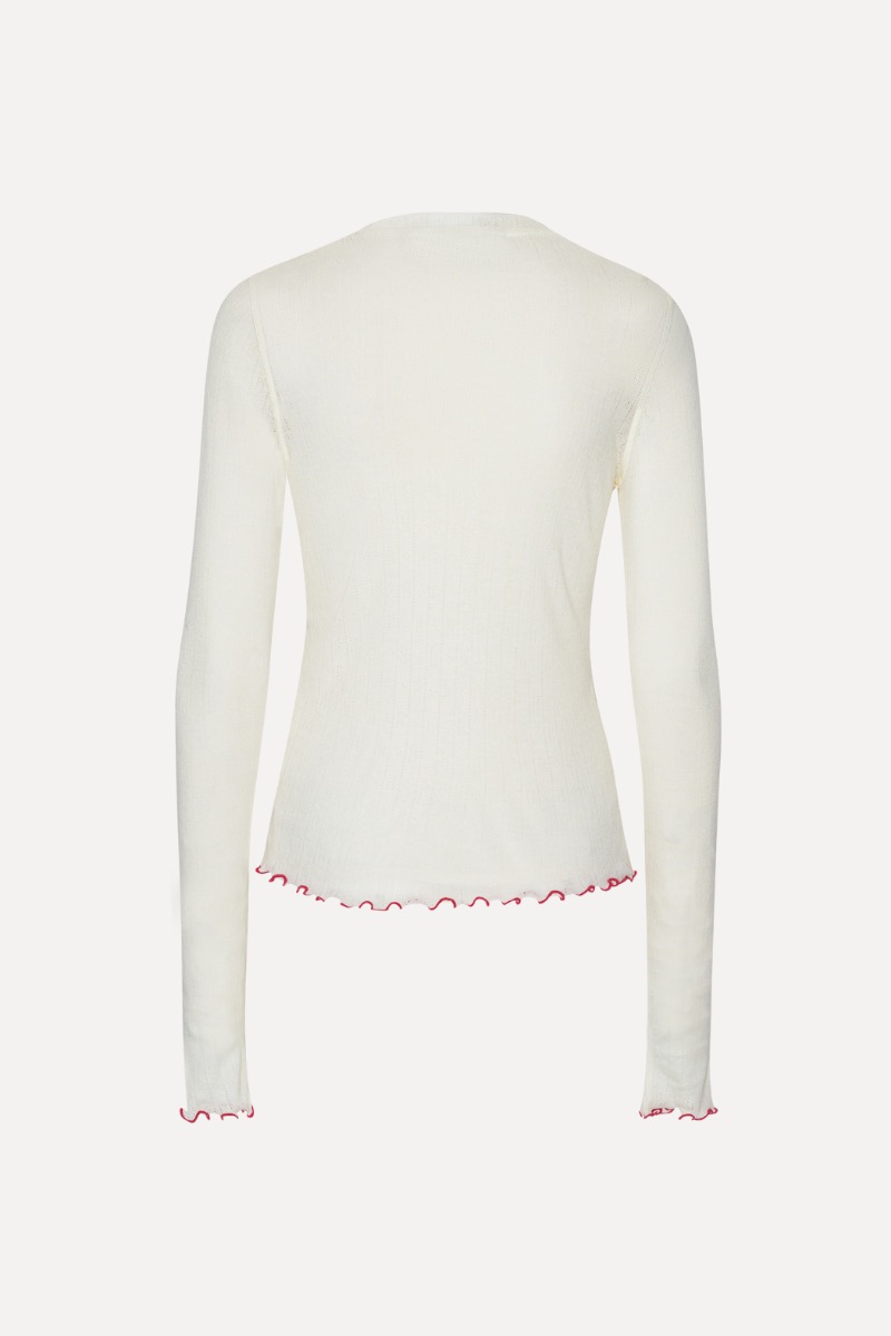Rotate Birger Christensen POINTELLE LONGSLEEVE TOP WHITE