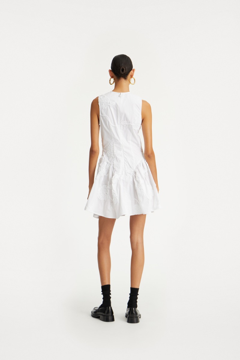 Rotate Birger Christensen Poplin Mini Dress Bright White
