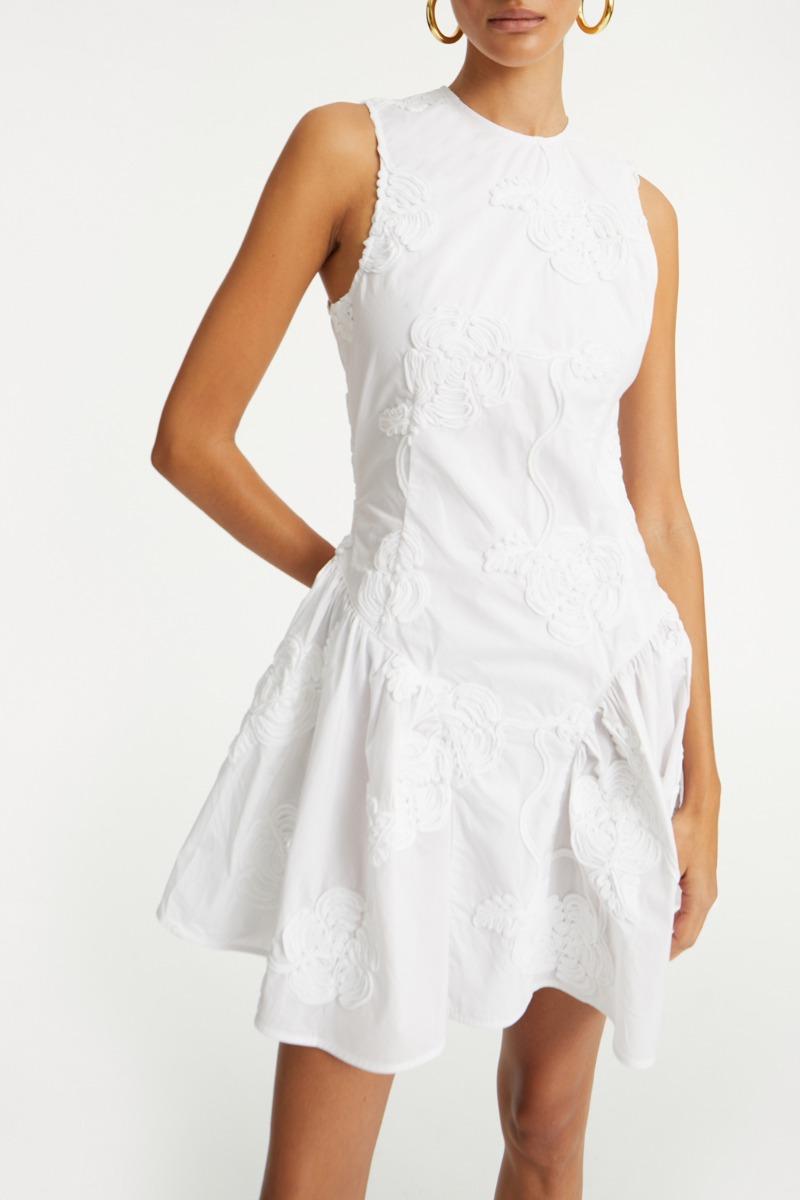 Rotate Birger Christensen Poplin Mini Dress Bright White