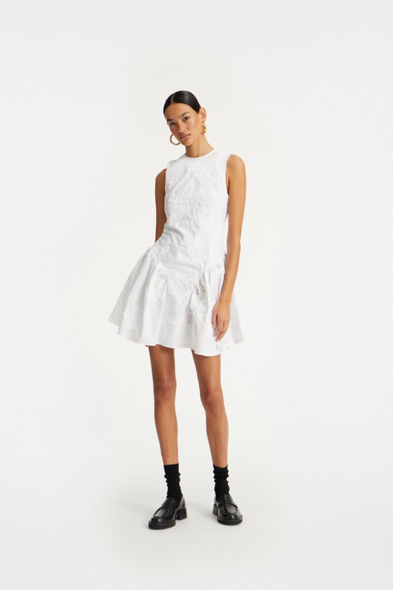 rotate birger christensen Poplin Mini Dress Bright White
