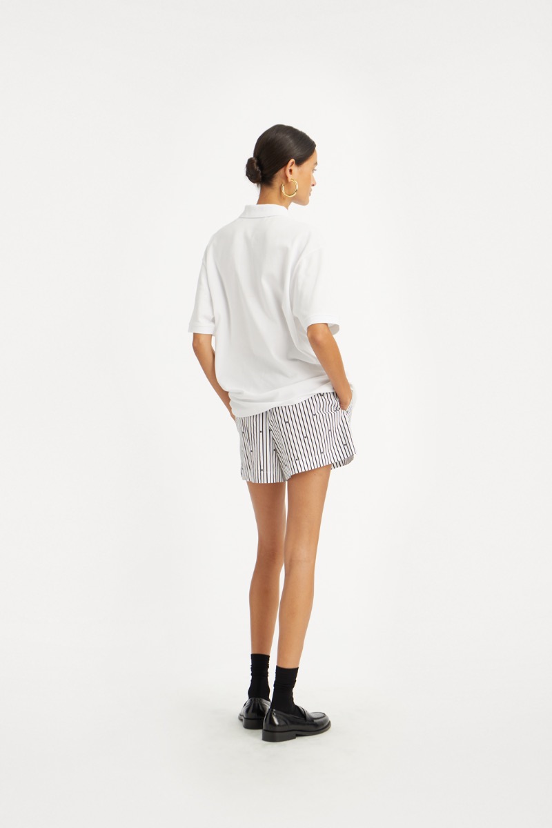 Rotate Birger Christensen Poplin Shorts Striped Black