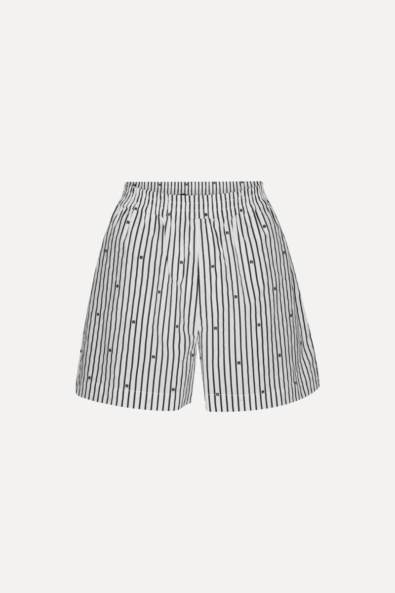 Rotate Birger Christensen Poplin Shorts Striped Black