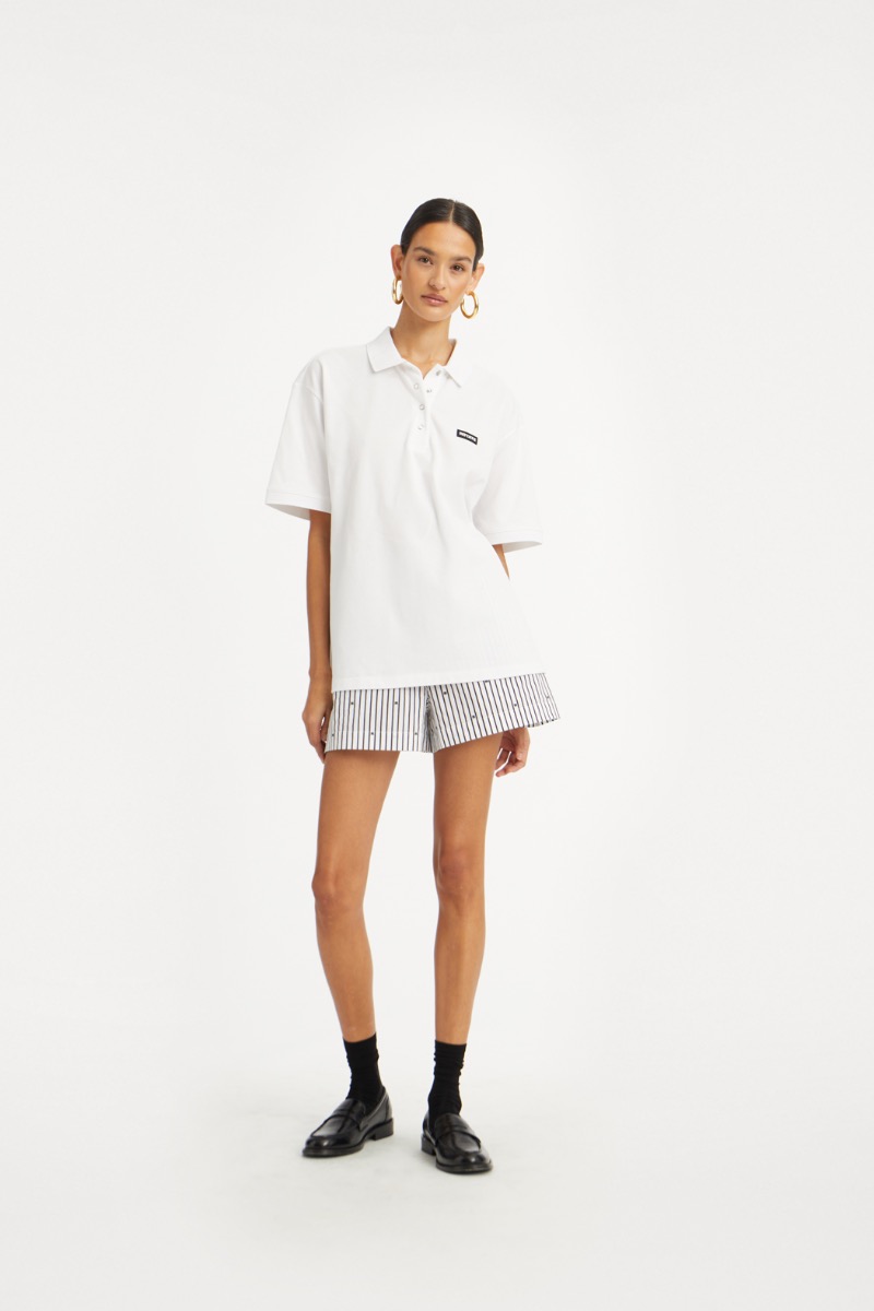 rotate birger christensen Poplin Shorts Striped Black
