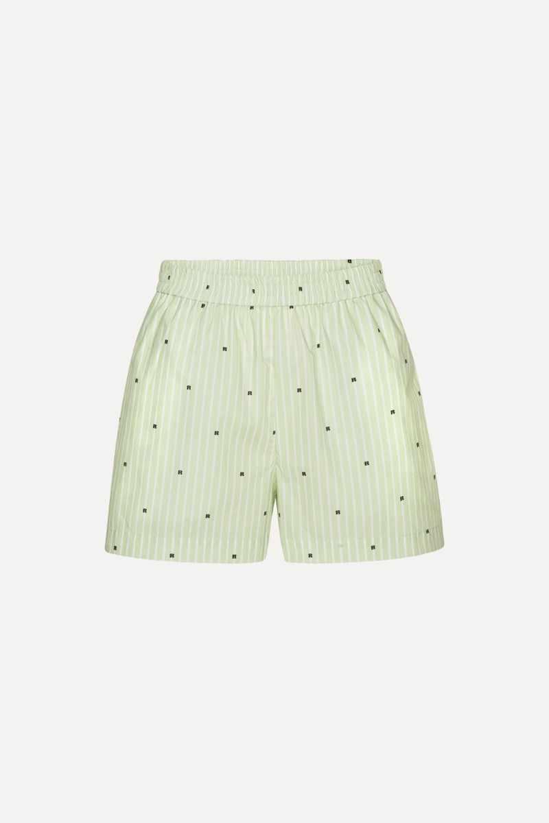 Rotate Birger Christensen Poplin Shorts Striped Green