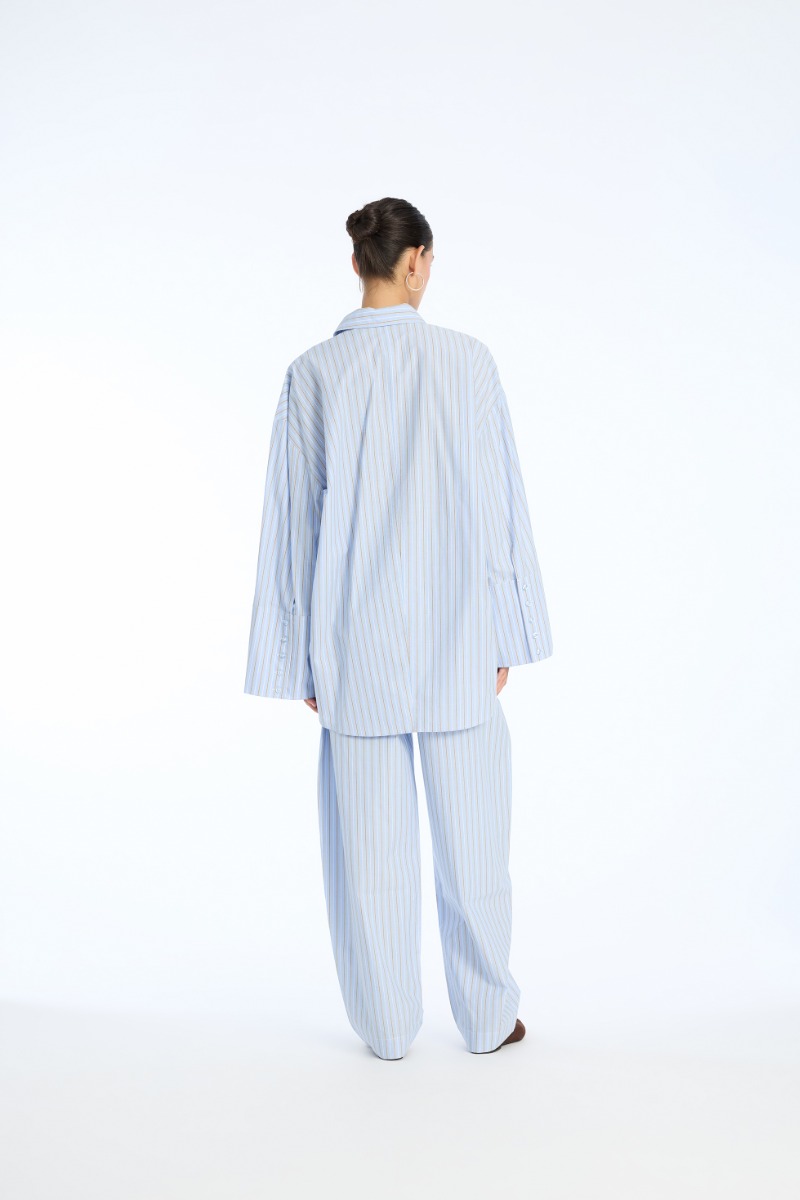 Rotate Birger Christensen Poplin Tapered Pants Blue