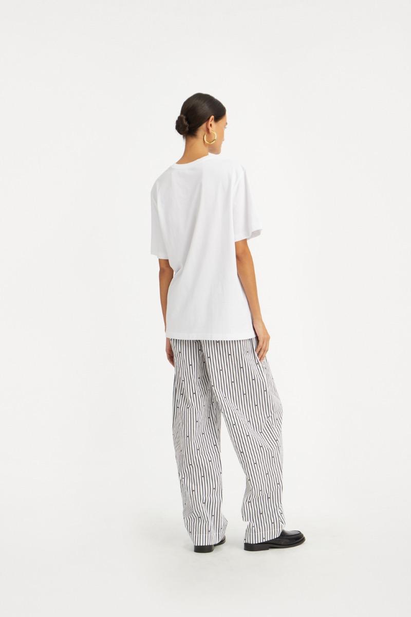 Rotate Birger Christensen Poplin Tapered Pants Striped Black