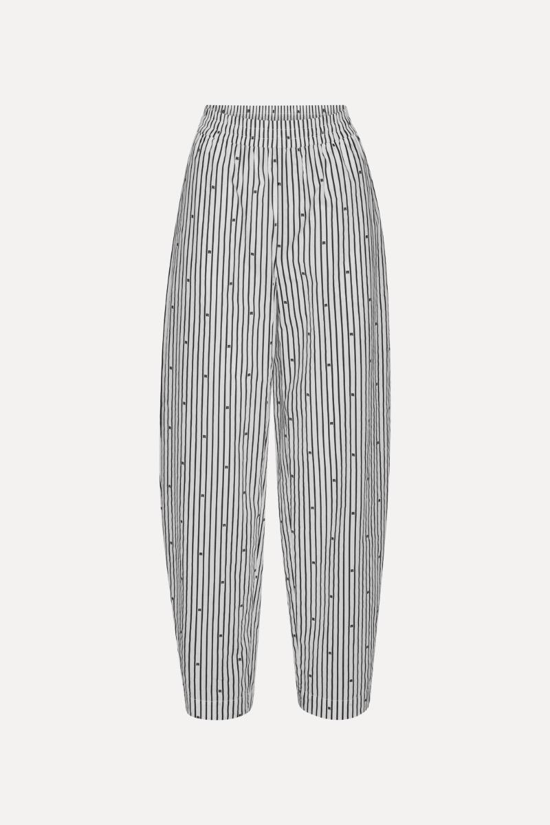 Rotate Birger Christensen Poplin Tapered Pants Striped Black