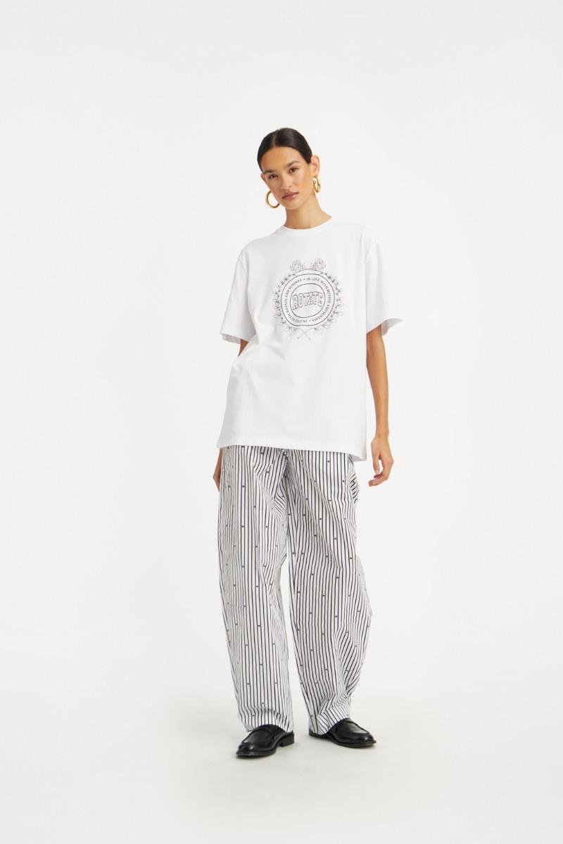 rotate birger christensen Poplin Tapered Pants Striped Black