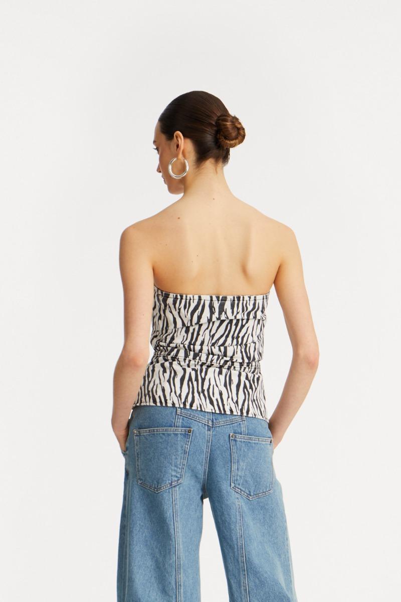 Rotate Birger Christensen Printed Denim Top Black Print