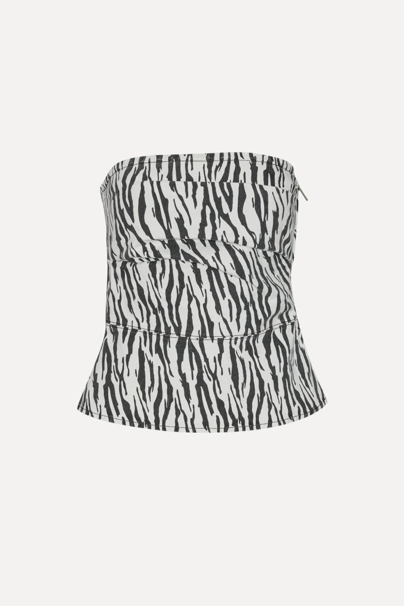 Rotate Birger Christensen Printed Denim Top Black Print