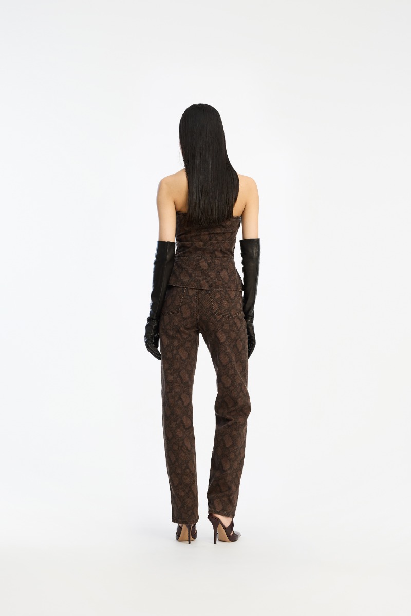 Rotate Birger Christensen Printed Straight Jeans Brown