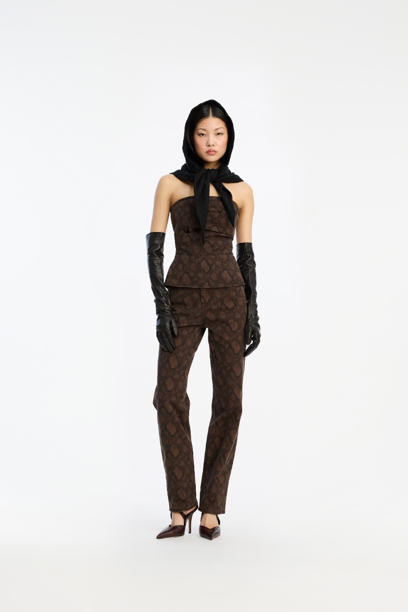 rotate birger christensen Printed Straight Jeans Brown