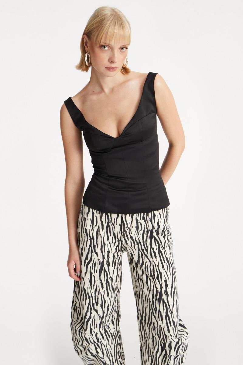 Rotate Birger Christensen Printed Twill Cargo Pants Black Print