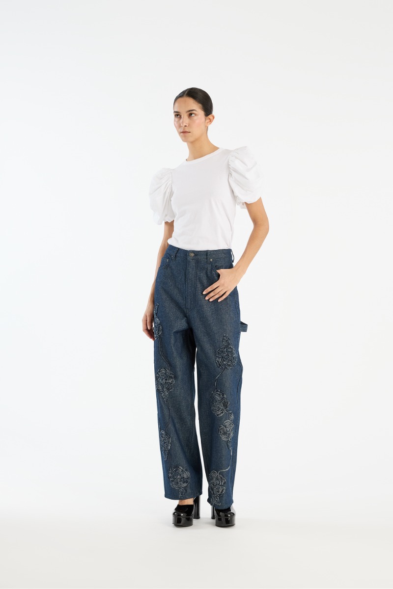 rotate birger christensen Puff Sleeve T-shirt Bright White