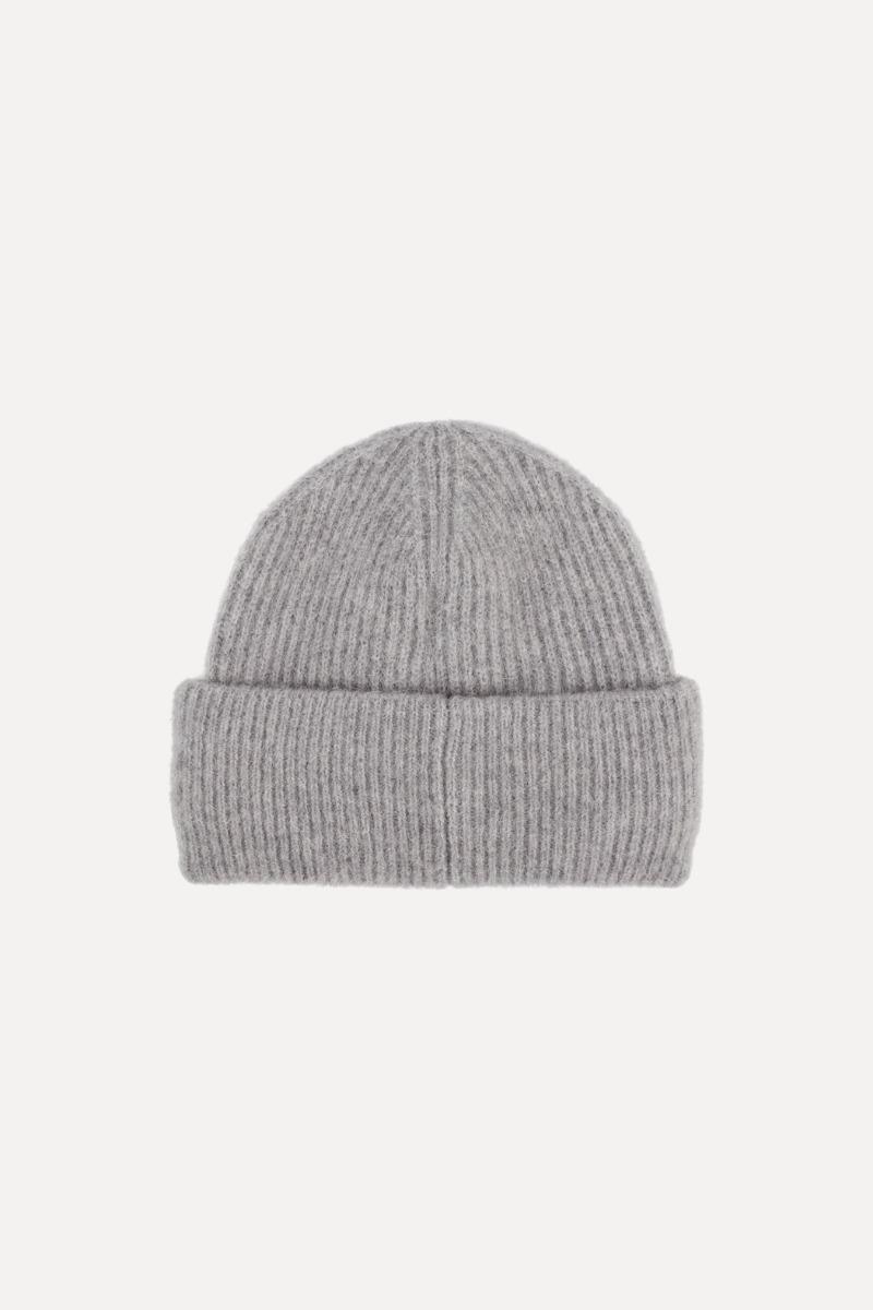 Rotate Birger Christensen Rib Knit Beanie Light Grey