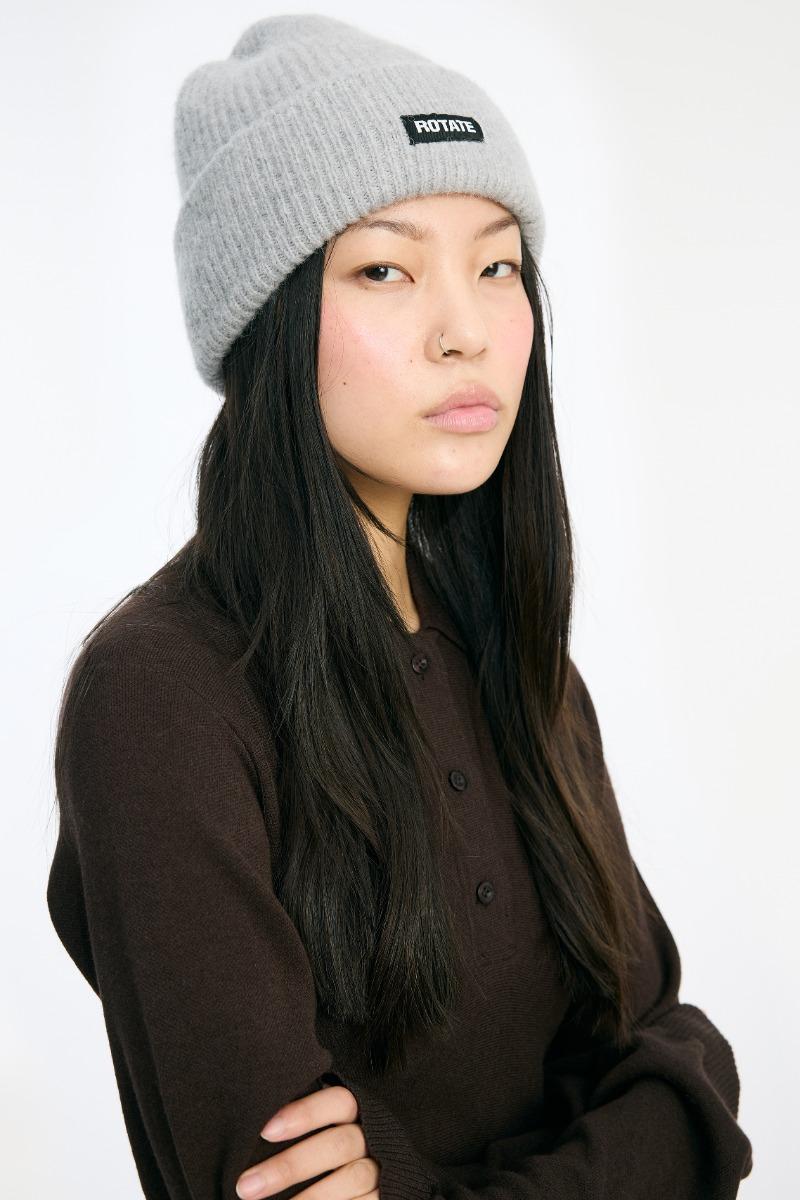 rotate birger christensen Rib Knit Beanie Light Grey