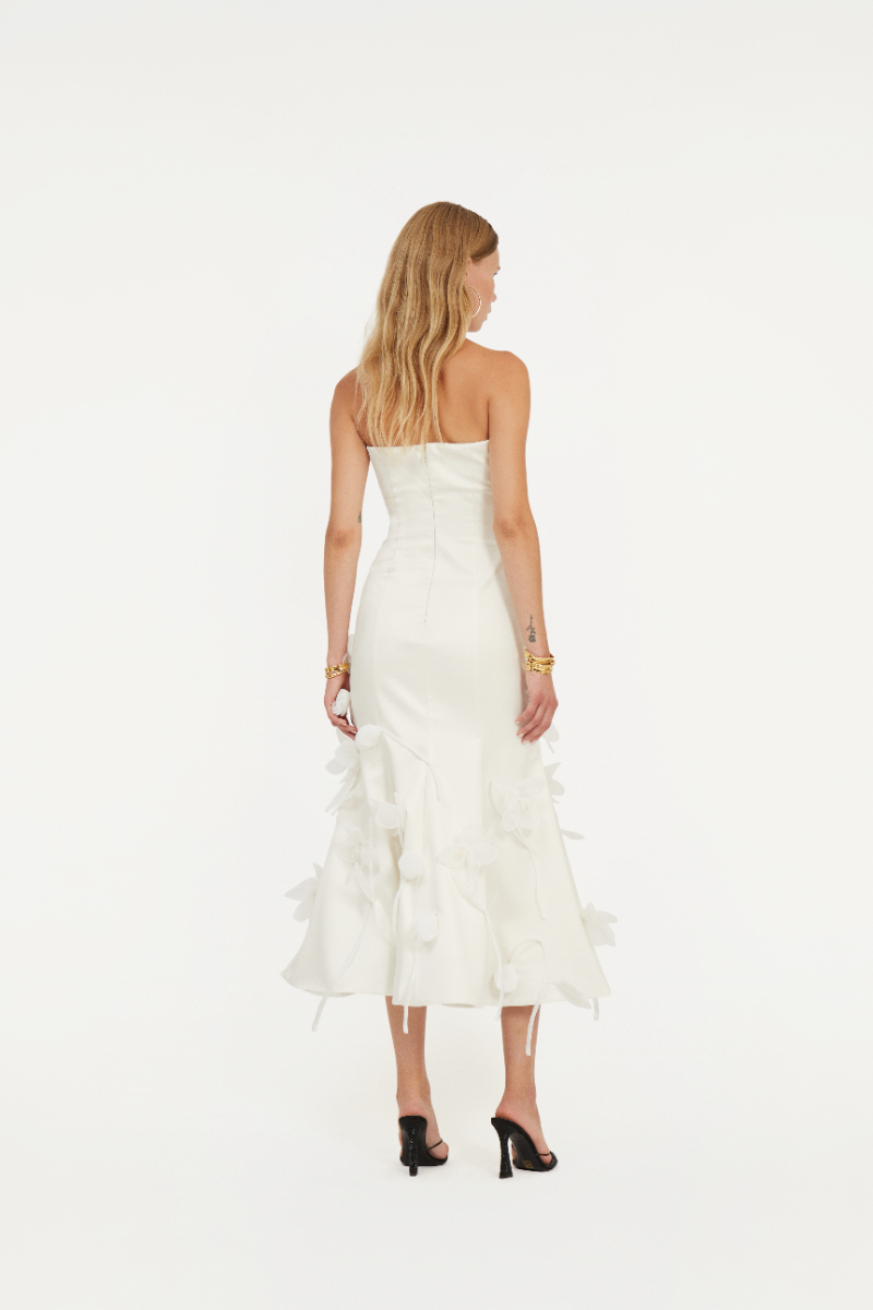 Rotate Birger Christensen 3d Lily Midi Dress White