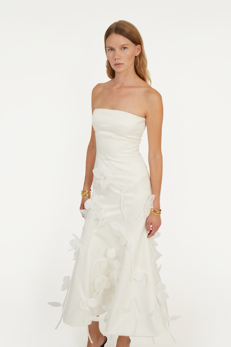 Rotate Birger Christensen 3d Lily Midi Dress White